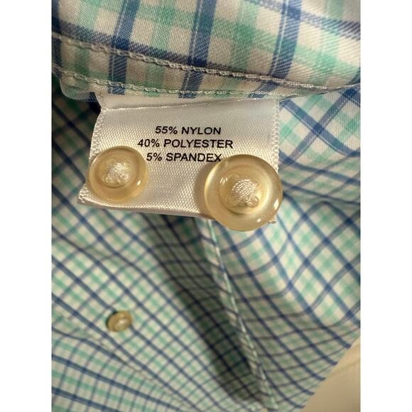Peter Millar Summer Comfort Button Up Shirt Blue/ Green - size Large - OF - Picture 4 of 5